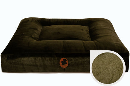 Wau-Bed orthopädisches Hundebett Modell Olive in Eckig mit Detail vom Stoff