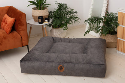 Wau-Bed orthopädisches Hundebett, Modell Pets Friendly, besonders robuster Stoff, Farbe: Dunkelgrau, Eckig, in verschiedenen Größen - die perfekte Ergänzung für dein  Zuhause