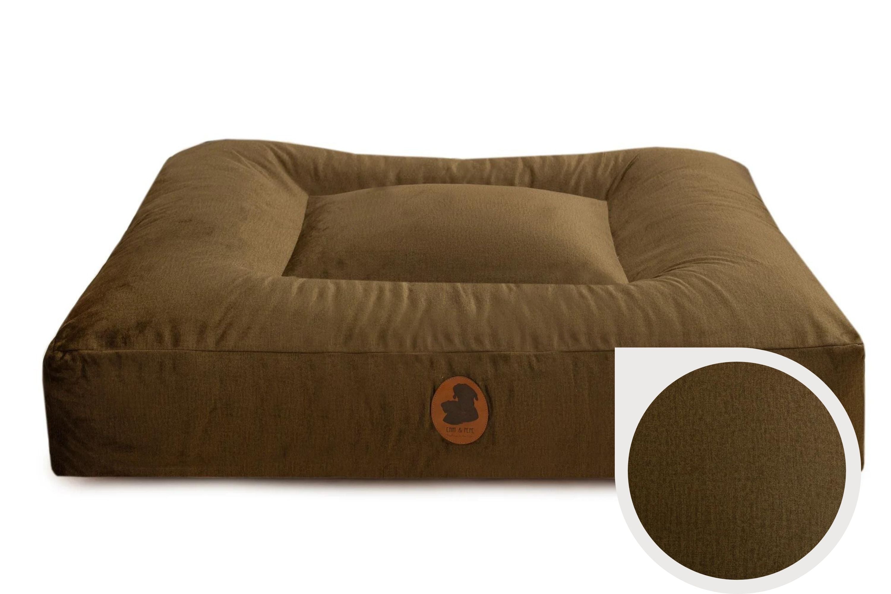 Wau-Bed orthopädisches Hundebett, Modell Pets Friendly, Farbe Olive / Eckig /  besonders robuster Stoff in verschiedenen Größen