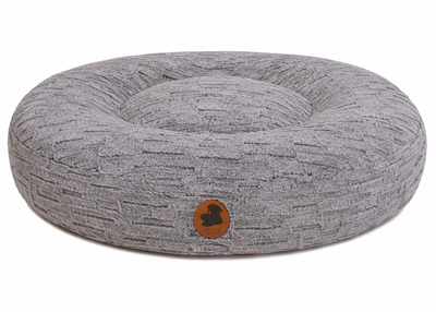 orthopaedisches Hundebett Wau-Bed  Cuddle Grey für Hunde auf weißem Hintergrund in der Farbe Grau in Oval von EMMY & PEPE