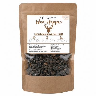 Wau-Happen Fleisch-Miniwürfel Soft Hirsch 250g