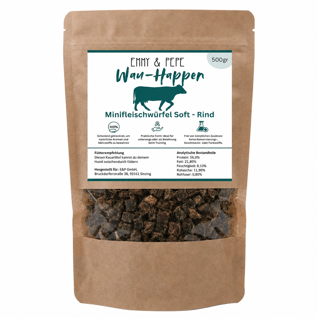 Wau-Happen Rindfleisch-Miniwürfel Soft 500g