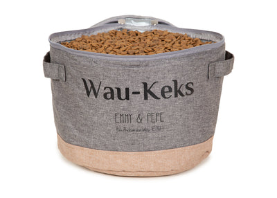 Wau-Keks Futtersack, Modell Taupe - praktische Aufbewahrung für Kekse und Leckerlis