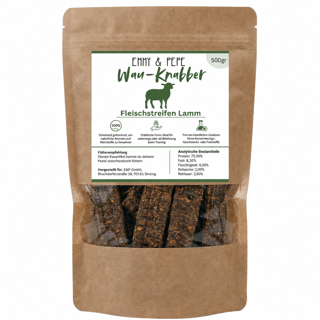 Wau-Knabber Lammfleisch-Streifen 500g