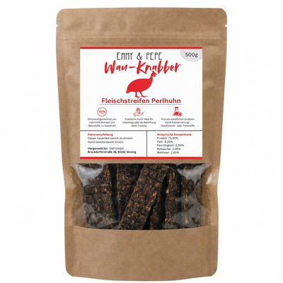 Wau-Knabber Perlhuhn-Streifen 500g