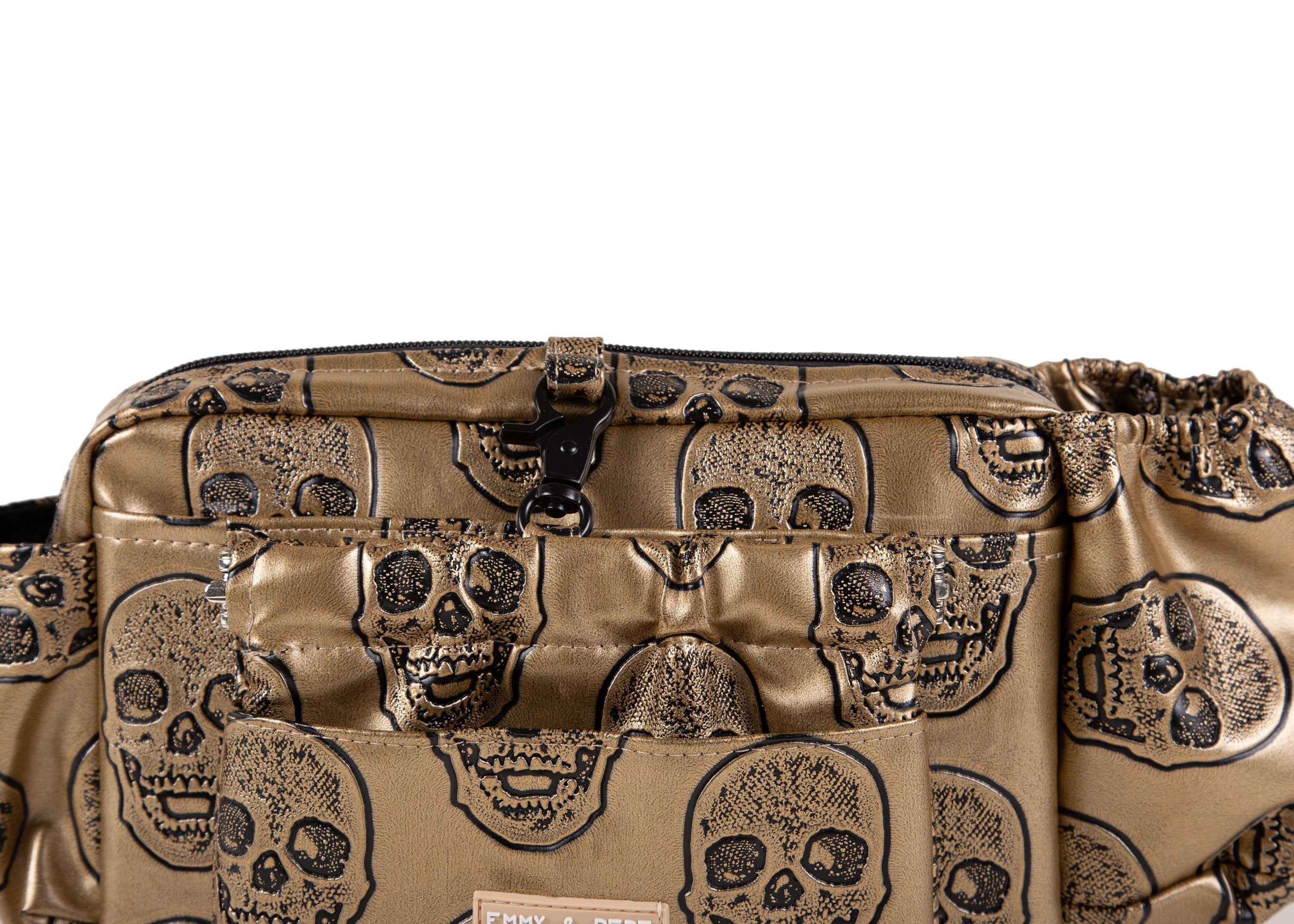 Wau-Pack große Gassitasche, Modell Goldskull, Kunstleder mit Totenkopfmotiv