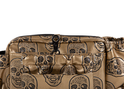 Wau-Pack große Gassitasche, Modell Goldskull, Kunstleder mit Totenkopfmotiv