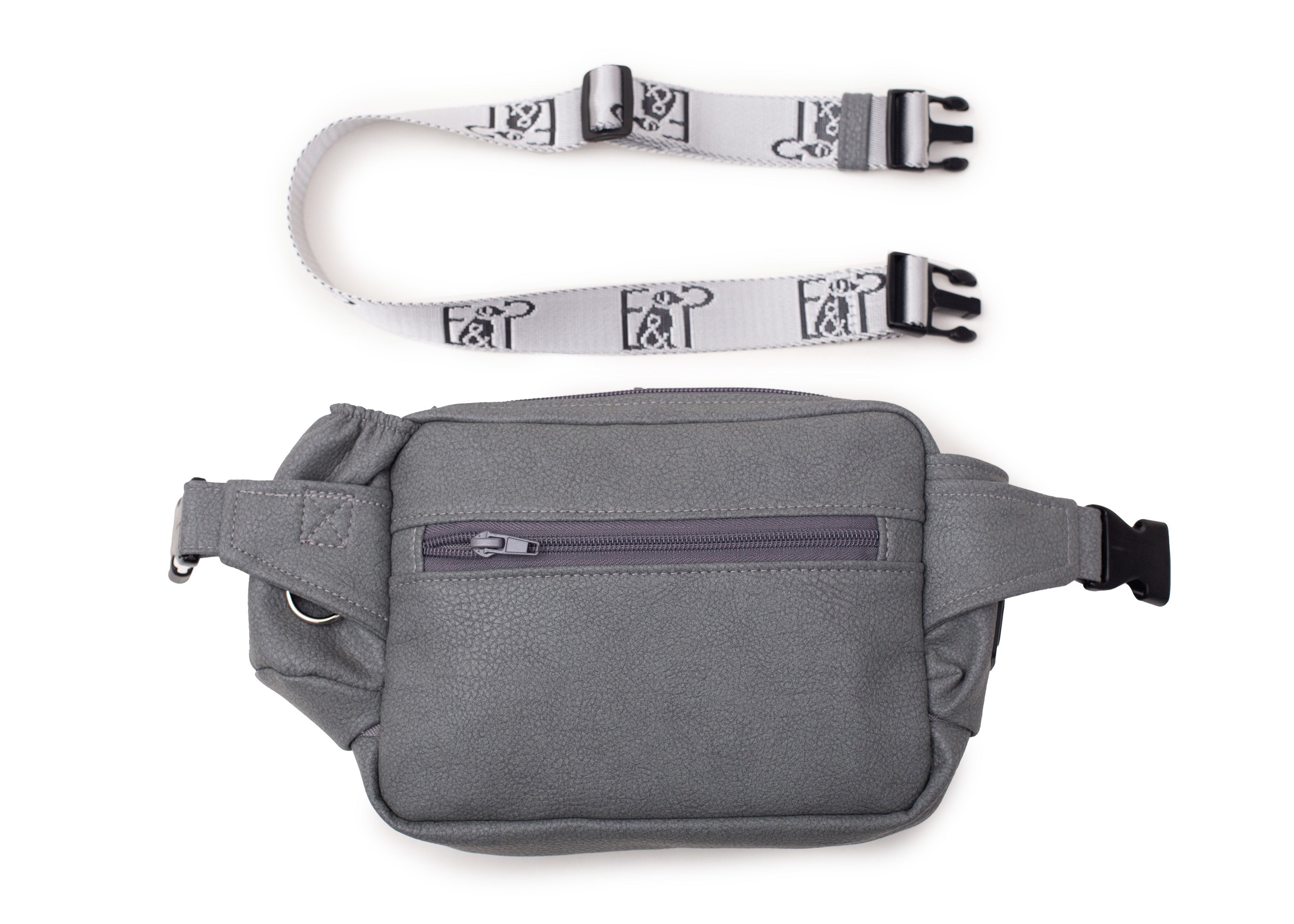 Wau-Pack große Gassitasche, Modell Kunstleder Dark Grey, dunkelgrau - mit vielen Fächern für jeden Spaziergang, mit vielen verschiedenen Fächern