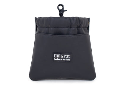 Wau-Pack große Gassitasche, Modell  Kunstleder Hans, schwarz - mit abnehmbarer Leckerlitasche