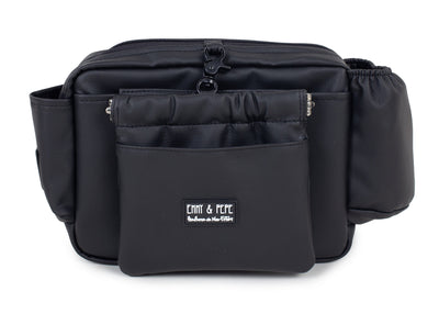 Wau-Pack große Gassitasche, Modell Kunstleder Hans in Black, Gurtlänge  S (60-85cm),M (80-110cm),L (100-145cm) - bei jedem Spaziergang alles dabei