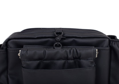 Wau-Pack große Gassitasche, Modell  Kunstleder Hans, schwarz - mit abnehmbarer Leckerlitasche