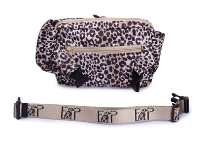 Wau-Pack große Gassitasche, Modell  Leo Dark, dunkles Leopardenmuster - verschiedene Gurtlängen verfügbar