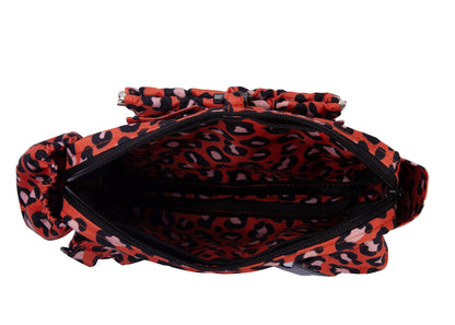 Wau-Pack große Gassitasche, Modell Leo Orange, Leopardenmuster - großes Innenfach mit viel Platz für Geldbeutel, Handy und mehr 