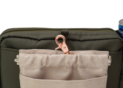 Wau-Pack große Gassitasche, Modell Lotte, olivegrüne Tasche mit heller Leckerlitasche Wau-Pocket