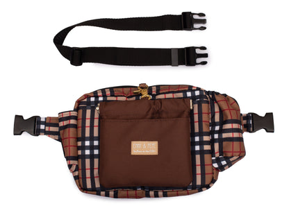 Wau-Pack große Gassitasche, Modell Sherlock, modisches Karomuster - verschiedene Gurtlängen erhältlich