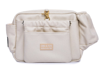 Wau-Pack große Gassitasche, Modell  Wildleder Creme, mit vielen praktischen Fächern - bei jedem Spaziergang alles dabei 