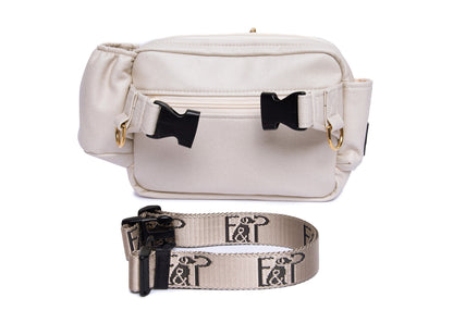 Wau-Pack große Gassitasche, Modell  Wildleder Creme, verschiedene Gurtlängen