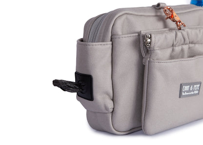 Wau-Pack große Gassitasche, Modell  Wildleder Silber, mit Kotbeutelspender