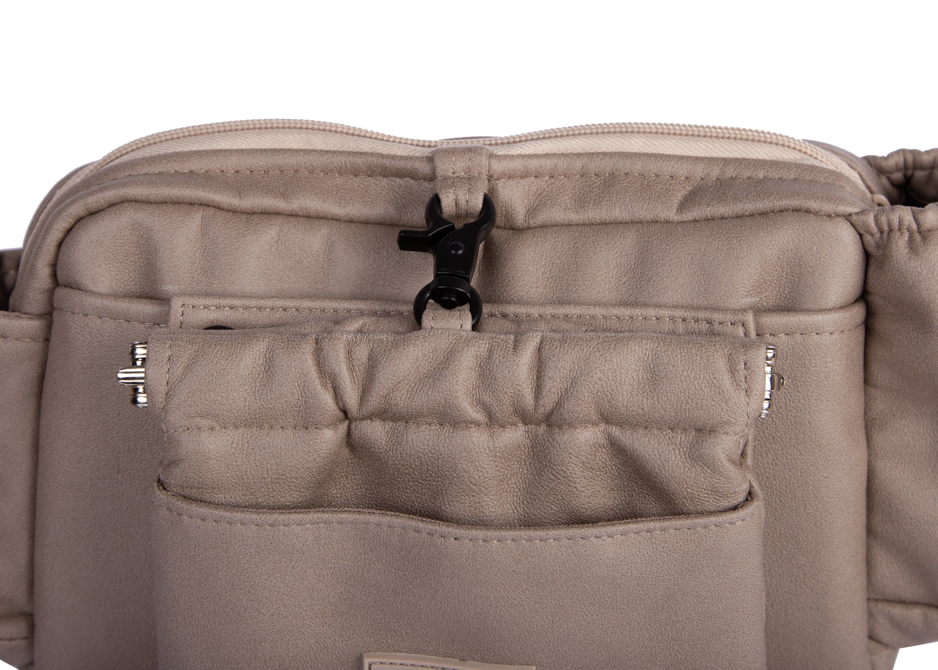 Wau-Pack große Gassitasche, Modell Wildleder Taupe, mit abnehmbarer Leckerlitasche