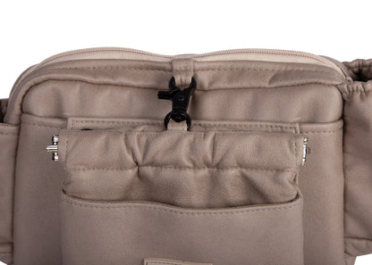 Wau-Pack große Gassitasche, Modell Wildleder Taupe, mit abnehmbarer Leckerlitasche