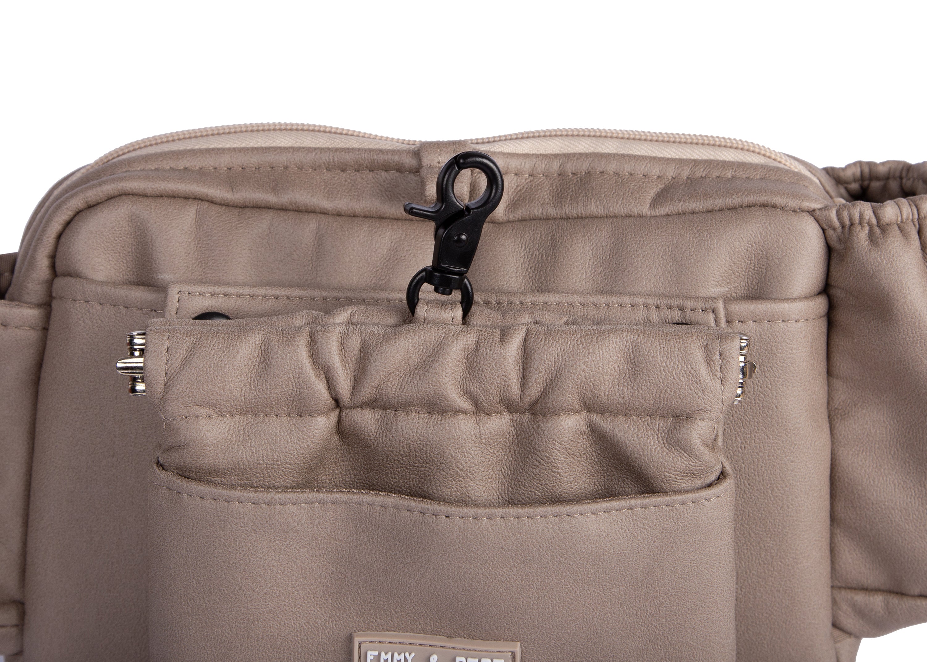 Wau-Pack große Gassitasche, Modell Wildleder Taupe, mit abnehmbarer Leckerlitasche