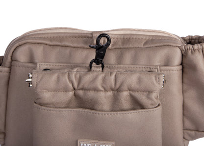 Wau-Pack große Gassitasche, Modell Wildleder Taupe, mit abnehmbarer Leckerlitasche