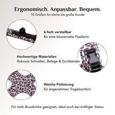 Ergonomische Passform des Wau-Safety Sicherheitsgeschirrs Leo Dark mit Y-Form und Polsterung
