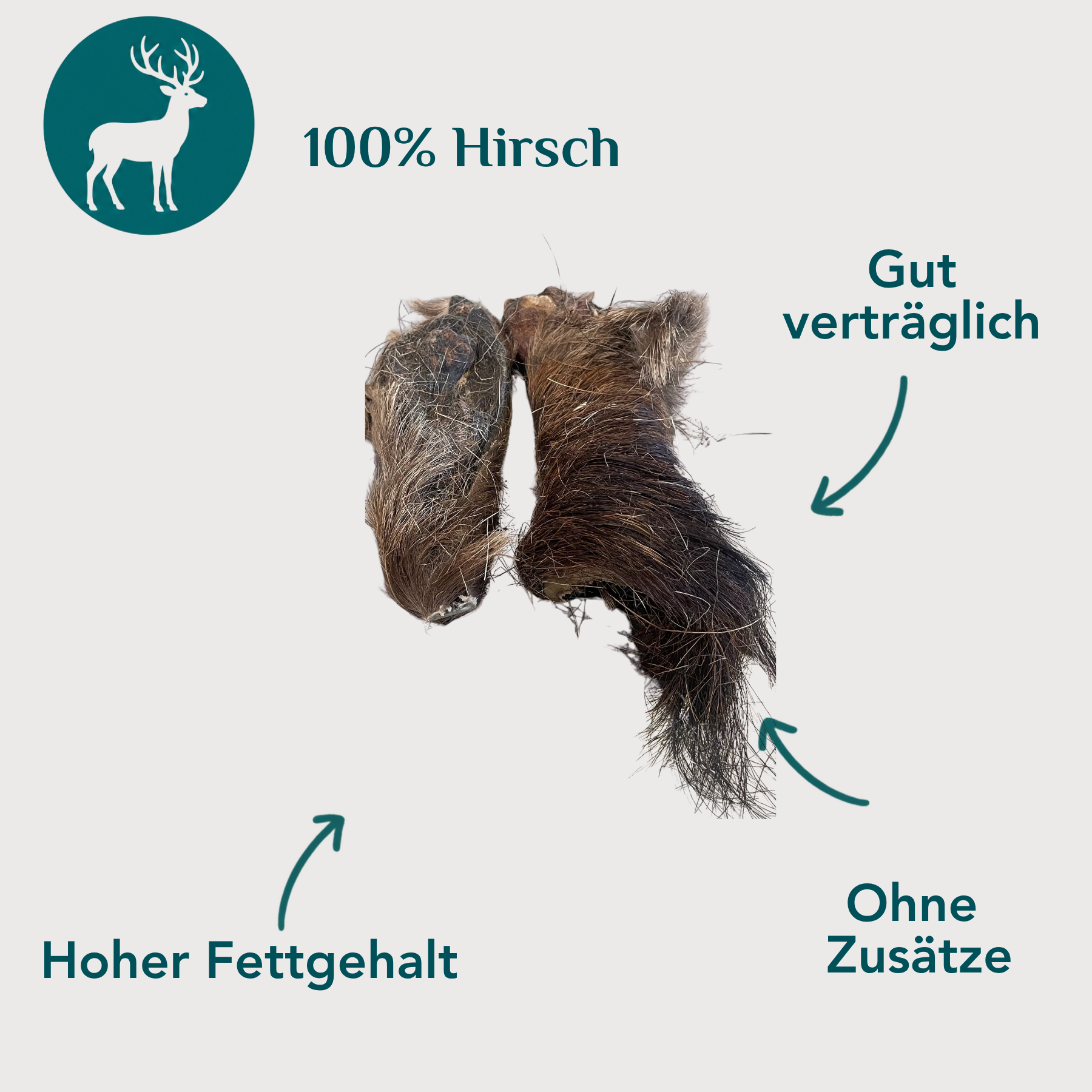 Wau-Knabber Hirschhaut freigestellt – 100 % Hirsch, hypoallergen, kollagenreich, ohne Zusätze