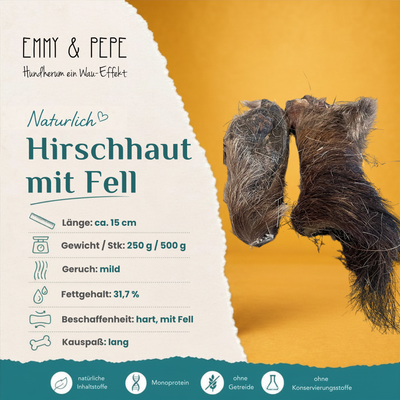 Produkteigenschaften Hirschhaut für Hunde – Fettgehalt, Beschaffenheit und Kauspaß