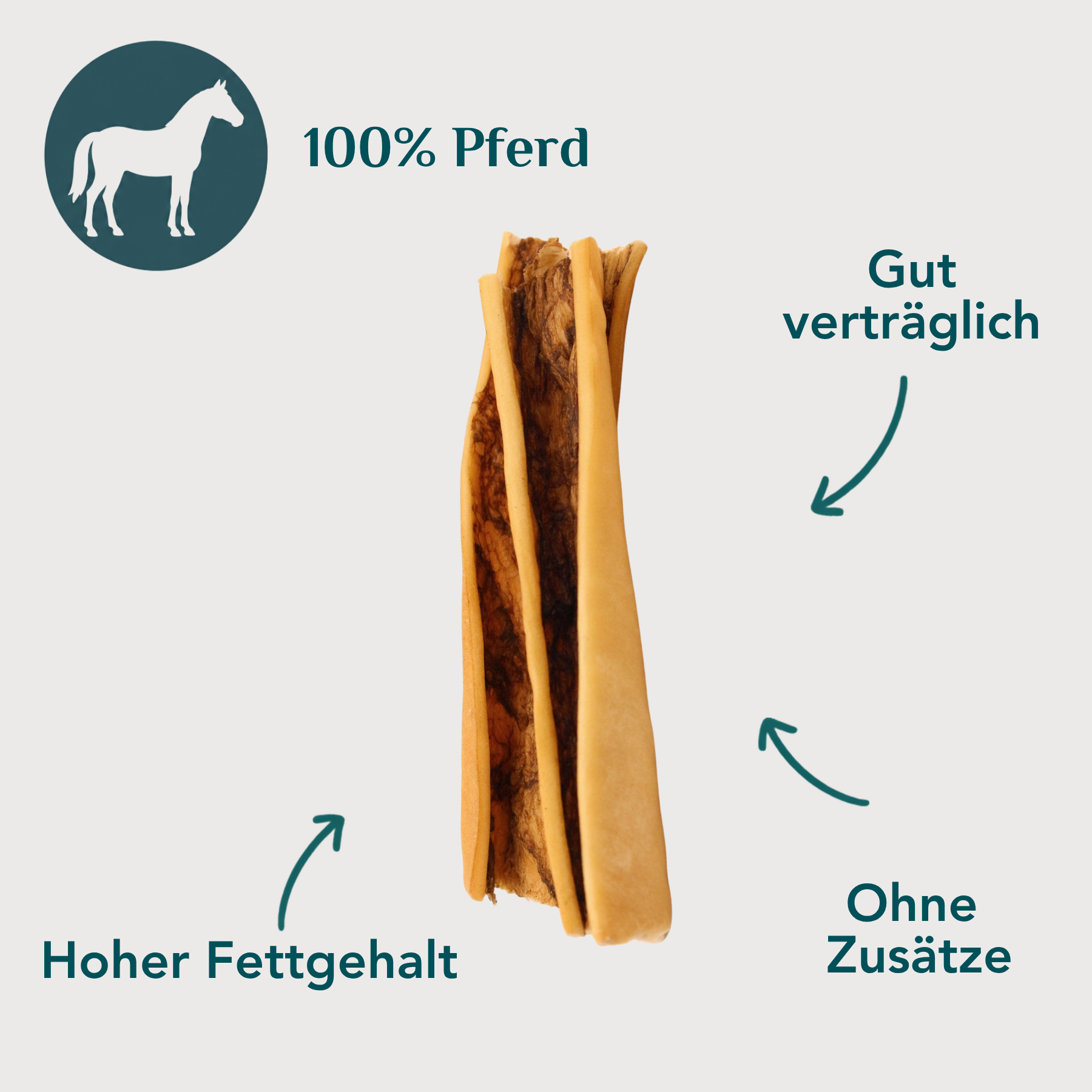 Wau-Knabber Pferdehaut freigestellt – 100 % Pferd, 85 % Rohprotein, nur 3 % Fett, hypoallergen
