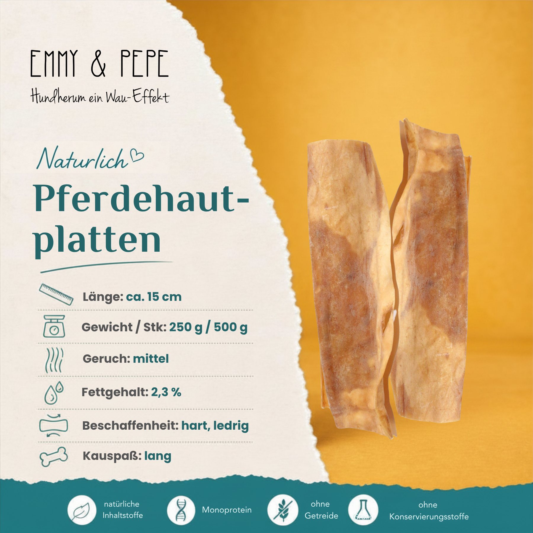 Produkteigenschaften Pferdehautplatten für Hunde – Fettgehalt, Beschaffenheit und Kauspaß