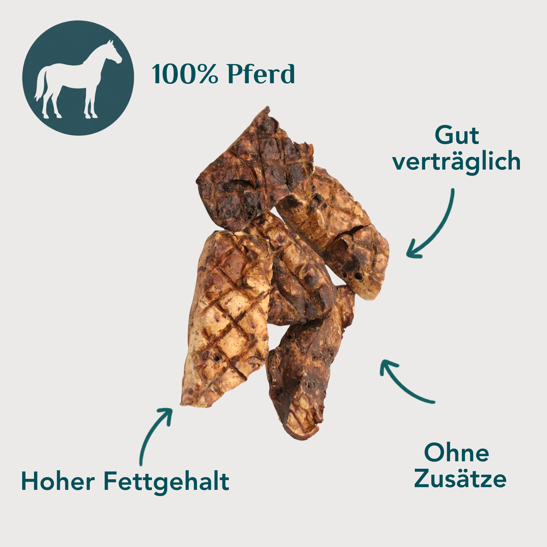 Wau-Knabber Pferdelunge freigestellt – 100 % Pferd, hypoallergen, natürliche Rohfaser, ohne Zusätze