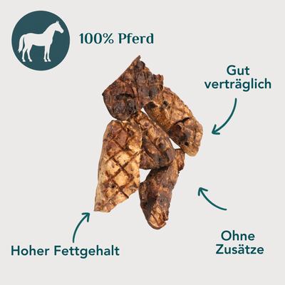 Wau-Knabber Pferdelunge freigestellt – 100 % Pferd, hypoallergen, natürliche Rohfaser, ohne Zusätze