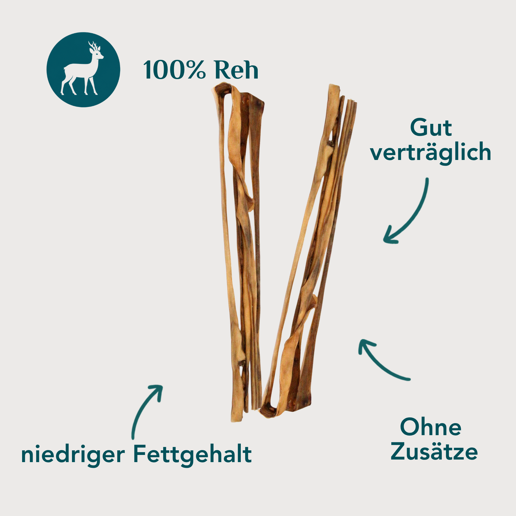 Wau-Knabber Rehhaut mit Fell freigestellt – 100 % Reh, 84,2 % Rohprotein, natürliche Rohfaser, hypoallergen