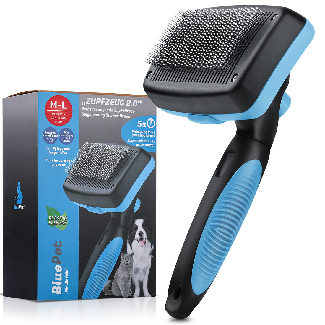 BluePet Zupfzeug 2.0 (M-L) Selbstreinigende Zupfbürste