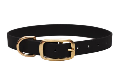 Biothane Halsband, Farbe Black in schwarz mit goldenem Verschluss 