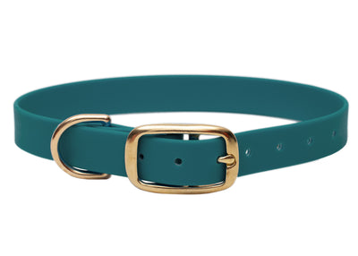 Biothane Halsband für Hunde, Modell Green, dunkles Grün, Verschlussfarbe Gold 
