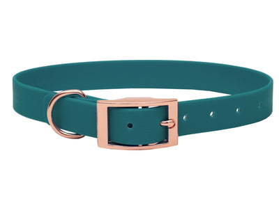 Biothane Halsband für Hunde, Modell  Green, Verschluss Rosegold 