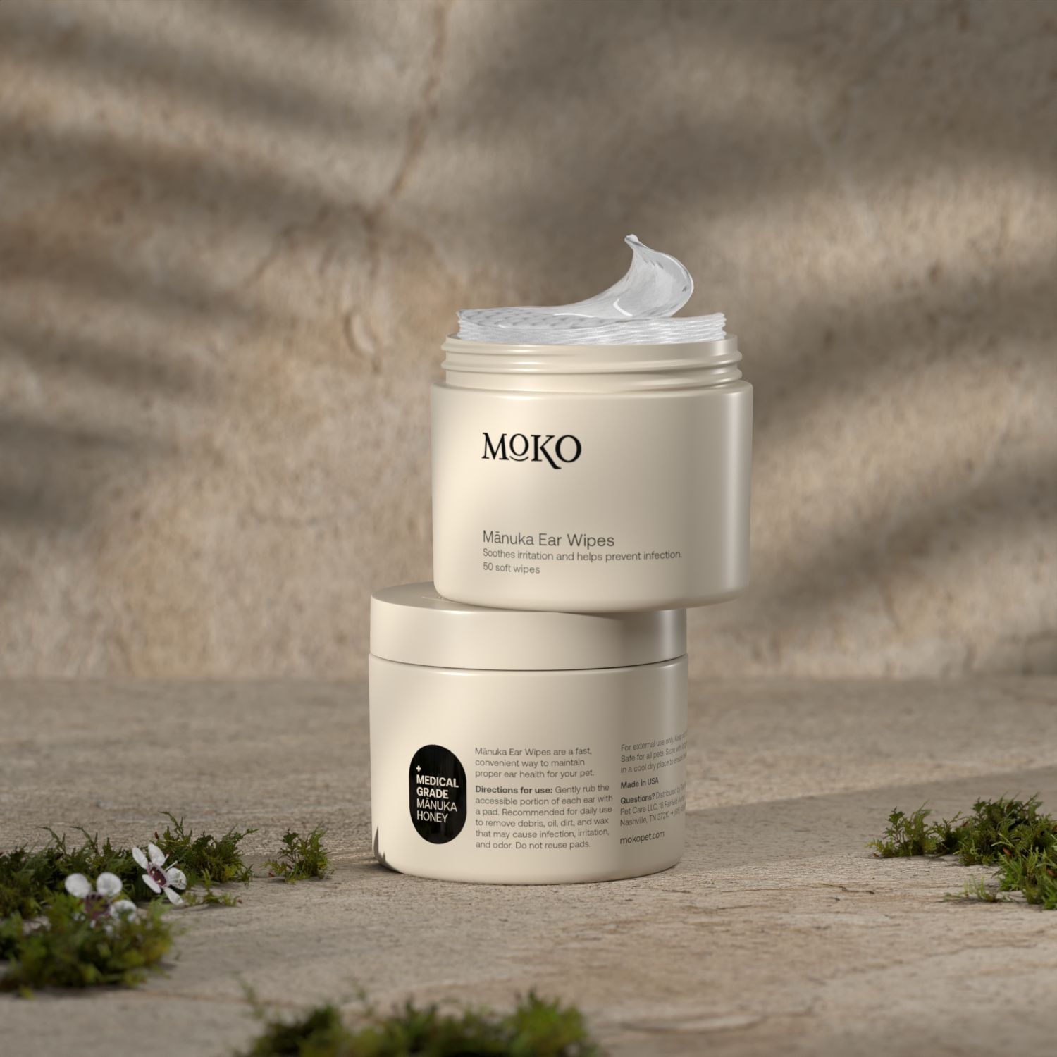 Moko® Mānuka Reinigungstücher für Hundeohren, 50 Stück