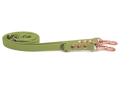 EMMY & PEPE Hundeleine Biothane Khaki mit Bolzenkarabiner Rosegold