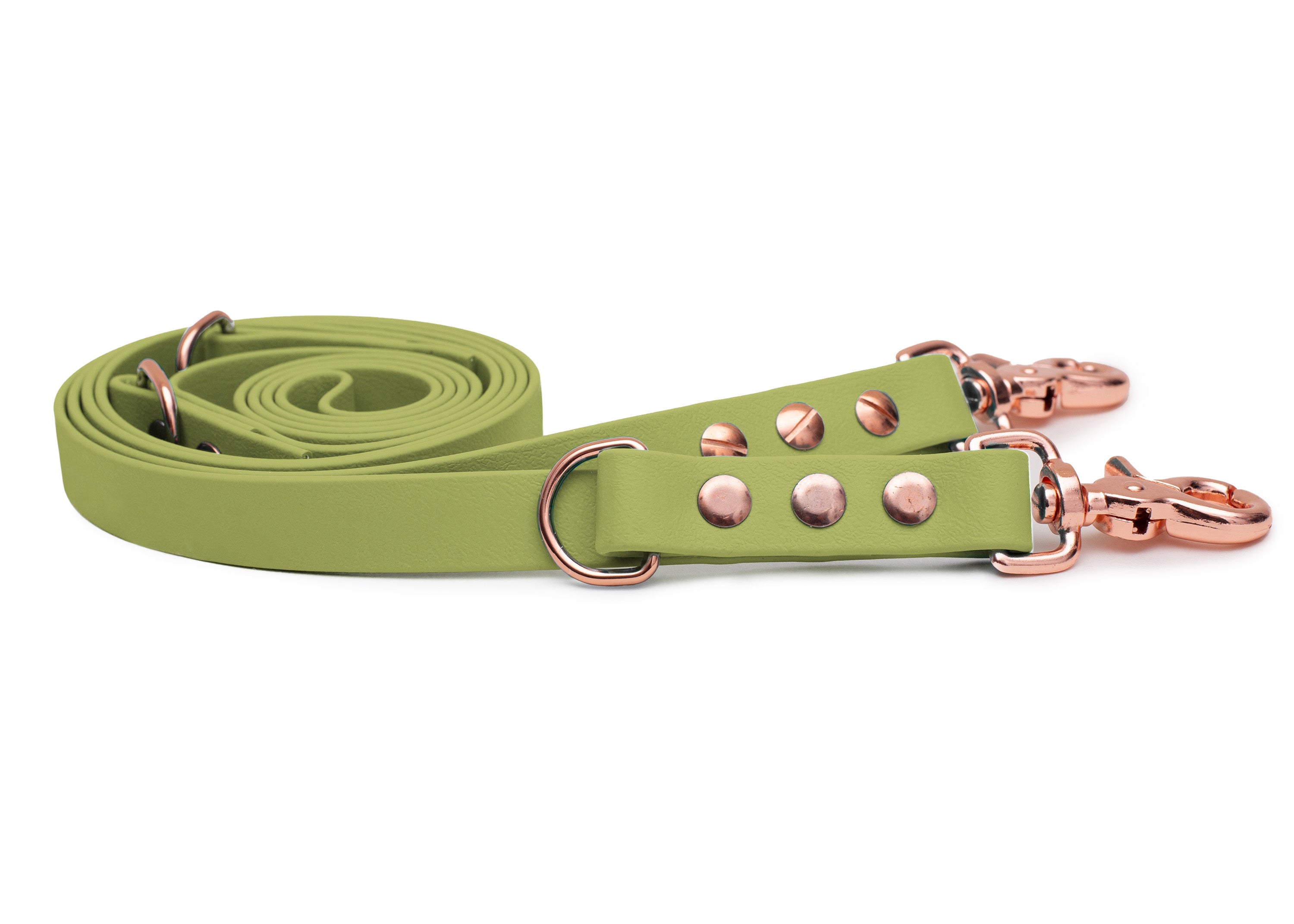 EMMY & PEPE Hundeleine Biothane Khaki mit Scherenkarabiner Rosegold