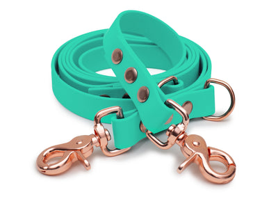 EMMY & PEPE Hundeleine Biothane Mintgrün mit Scherenkarabiner Rosegold
