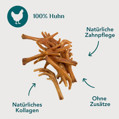 Wau-Knabber Hühnerfüße freigestellt – 100 % Huhn, natürliches Kollagen, natürliche Zahnpflege, ohne Zusätze