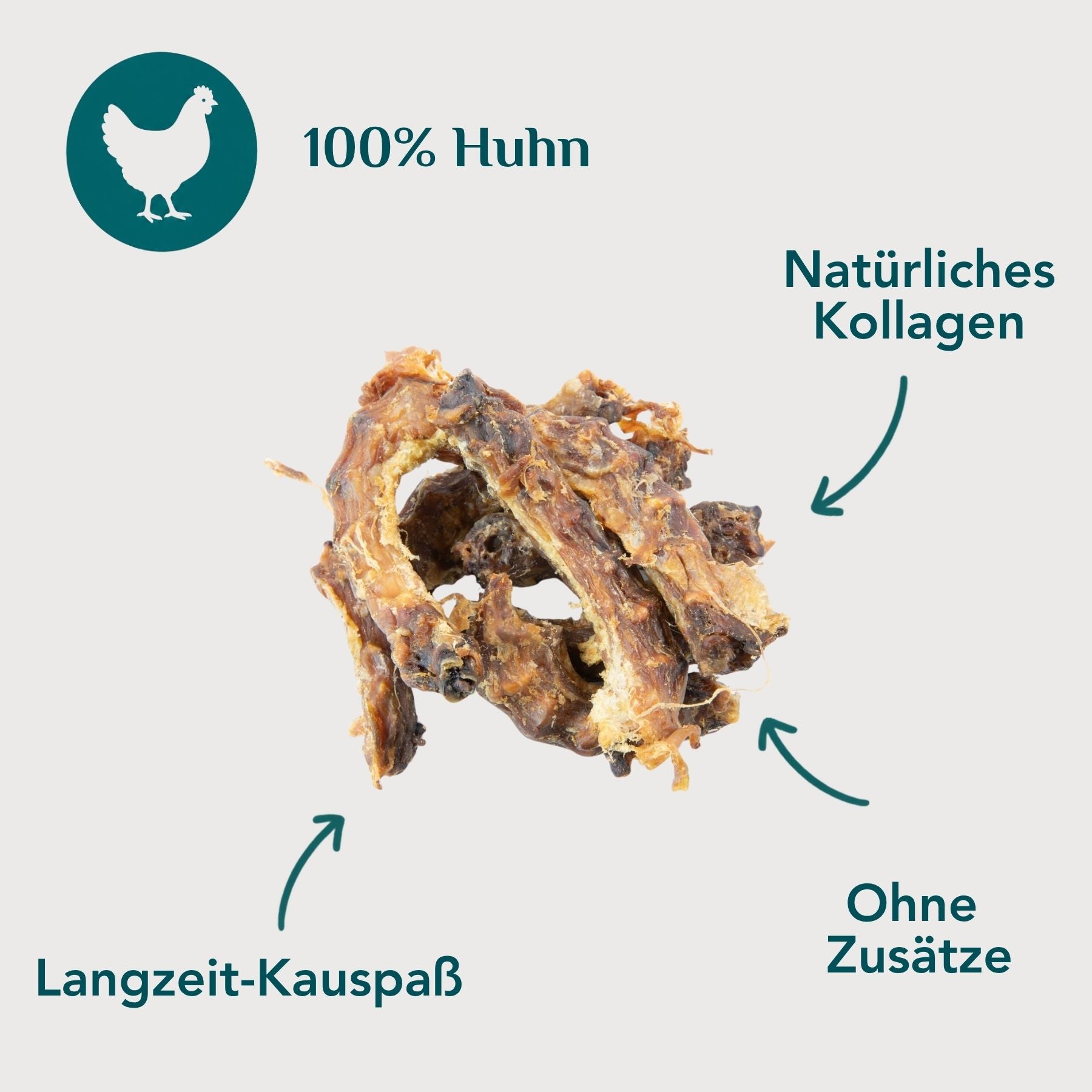 Wau-Knabber Hühnerhälse freigestellt – 100 % Huhn, natürliches Kollagen, Langzeit-Kauspaß, ohne Zusätze