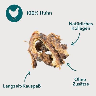 Wau-Knabber Hühnerhälse freigestellt – 100 % Huhn, natürliches Kollagen, Langzeit-Kauspaß, ohne Zusätze