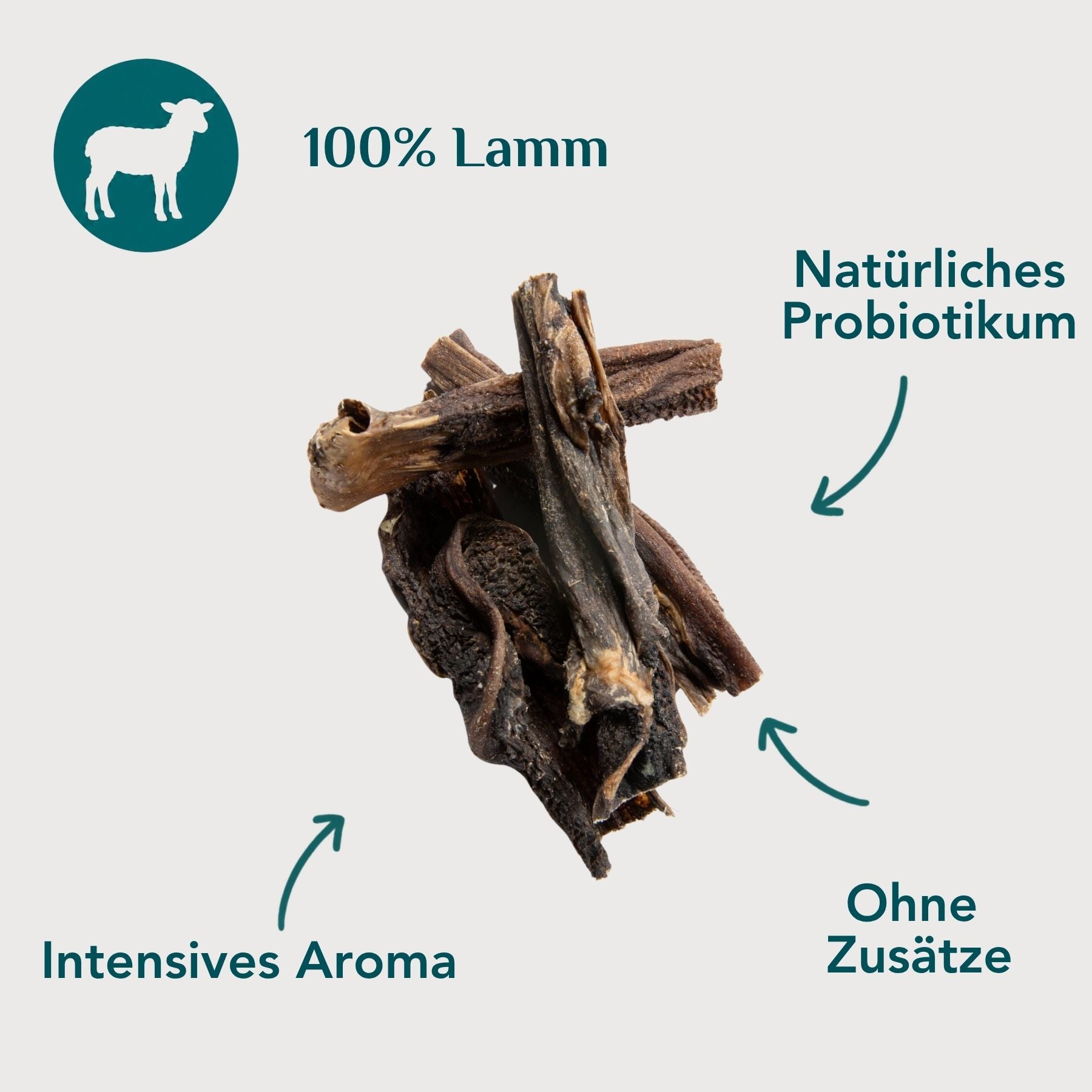 Wau-Knabber Lammpansen freigestellt – 100 % Lamm, natürliches Probiotikum, intensives Aroma, ohne Zusätze
