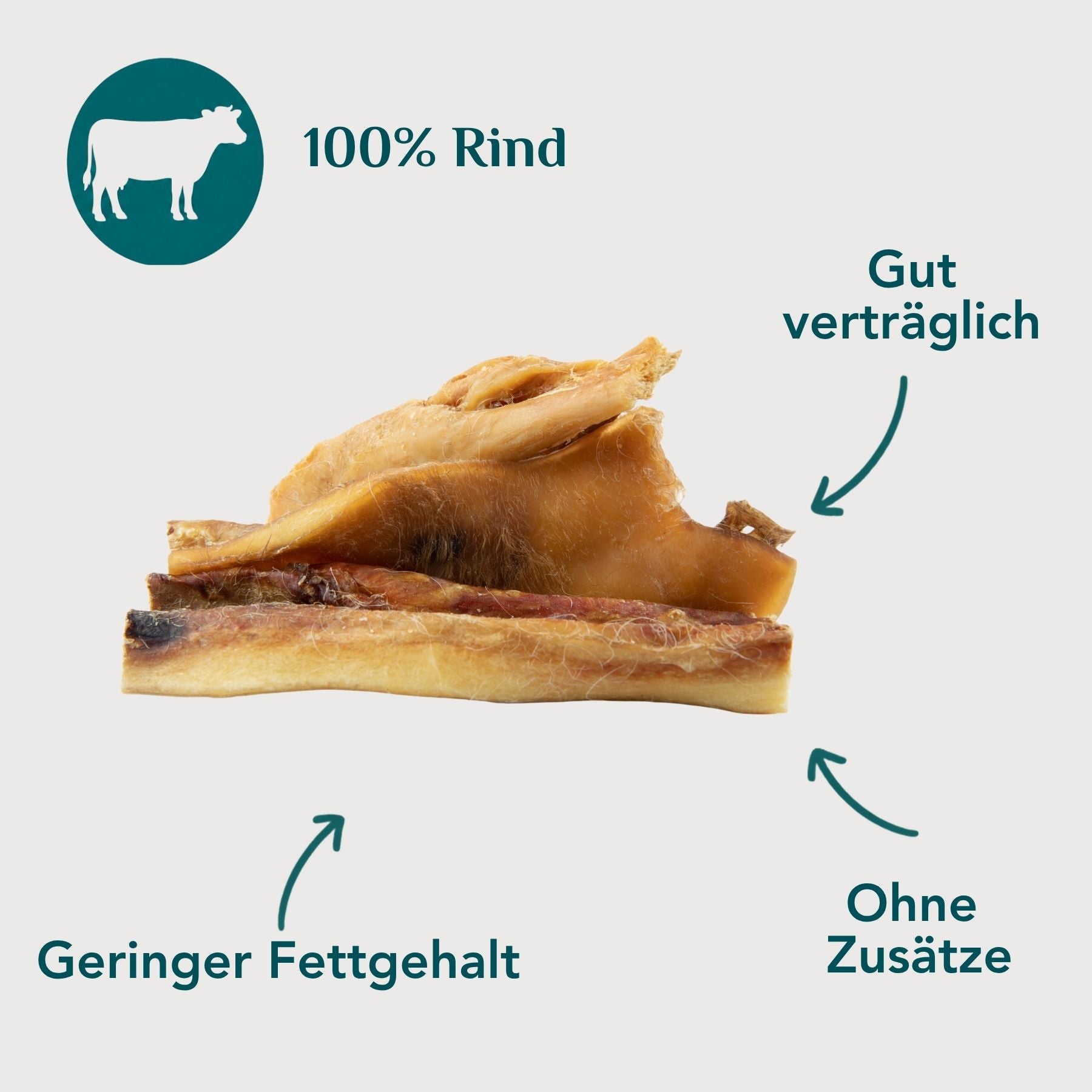 Wau-Knabber Rinderkopfhaut freigestellt – 100 % Rind, gute Verträglichkeit, geringer Fettgehalt, ohne Zusätze