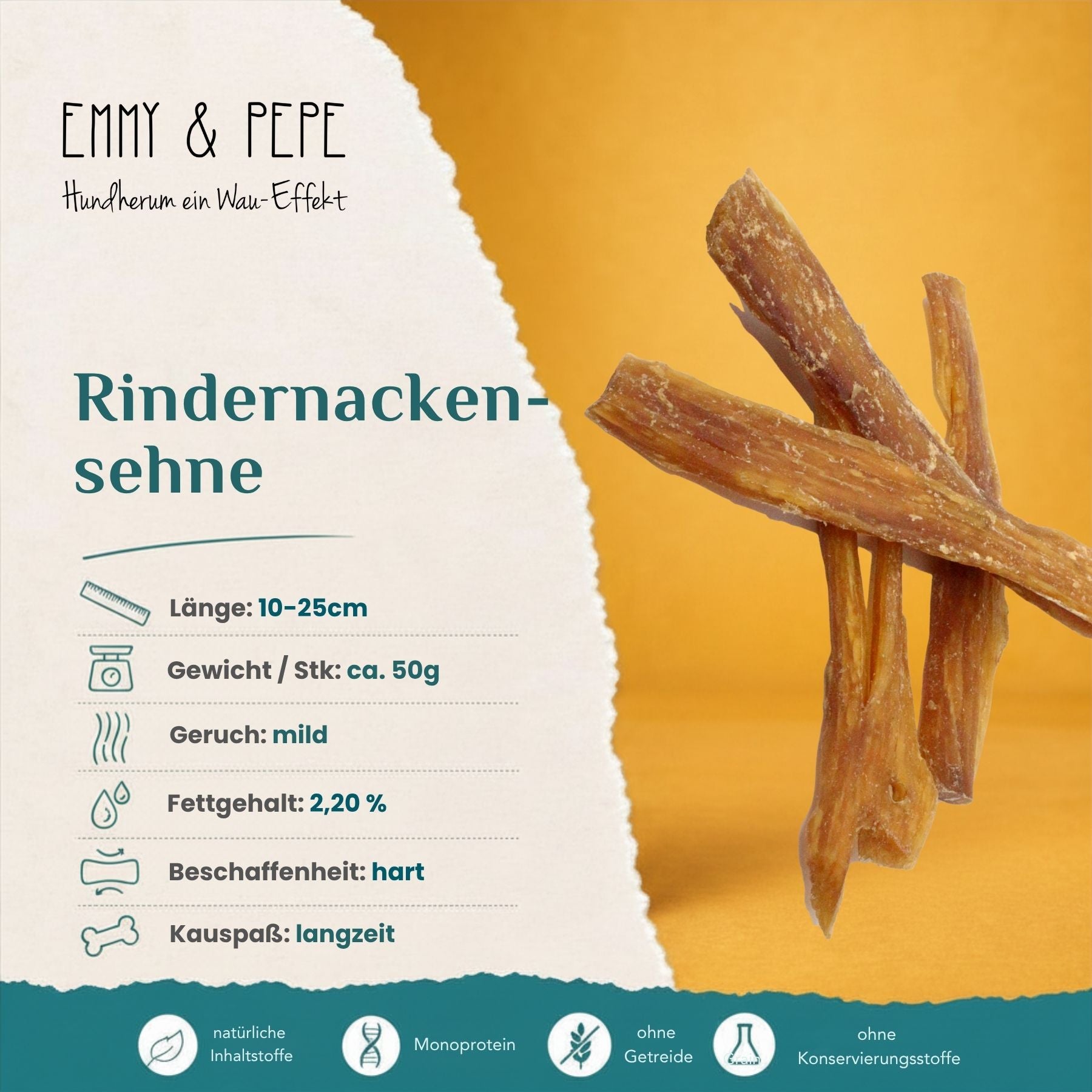 Produkteigenschaften Rindernackensehne für Hunde – Fettgehalt, Beschaffenheit und Kauspaß