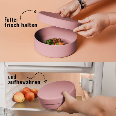 Silikon-Futternapf mit Deckel zum Frischhalten von Tierfutter