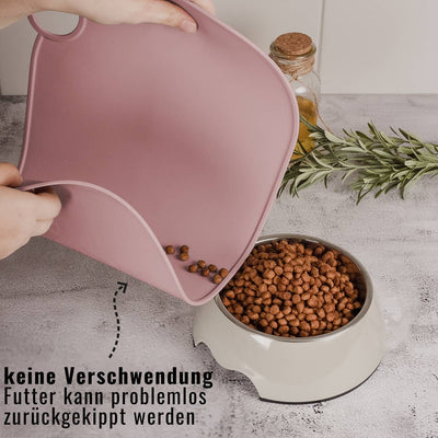 Flexible Silikon-Napfunterlage zum einfachen Ausschütten von Futterresten